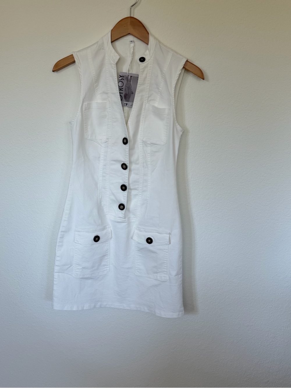OYROSY White Sleeveless Button-Front Mini Dress - Picture 2 of 6